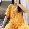 Summer Korean New Short-sleeved Cropped Pants Pajamas Women's Thin Cute Cartoon Style Can Be Worn Outside Women's Loungewear Suit