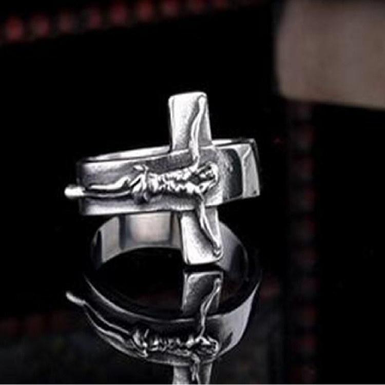 Mode Herren Christian Jesus Kreuz Gothic Ritter Kreuz Ring Temperament Party Ring