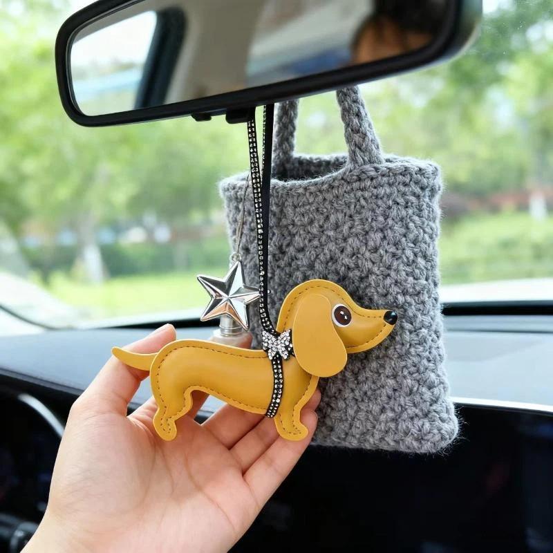 Dachshund Dog Keychain Fashion Pu Leather Dog Keychains For Women Bag Pendant Jewelry
