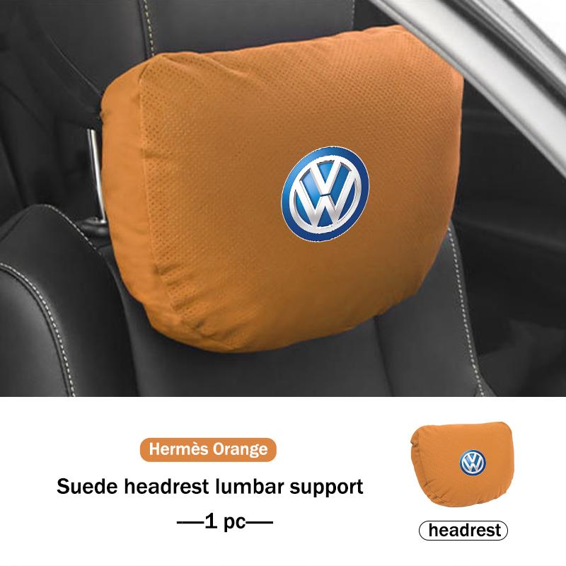For Volkswagen VW Suede Car Neck Pillow Universal Fit Breathable Driving Cushion Scirocco Jetta Beetle Golf 4 5 6 Passat Polo B5NO4