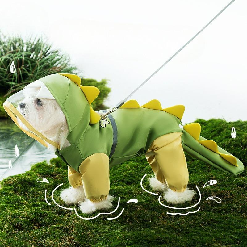 3D Waterproof Dog Raincoat 4 Legs Dinosaur Design for Medium Large Dogs Teddy Golden Retriever Pet Coat Dog Clothes DogCostume