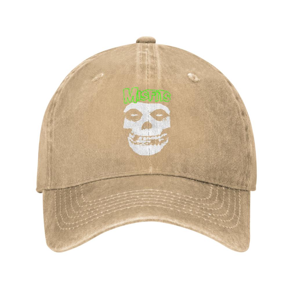 Retro Misfits Green Skull Logo Baseball Cap Men Women Distressed Washed Snapback Cap Outdoor Activities Adjustable Hats Cap