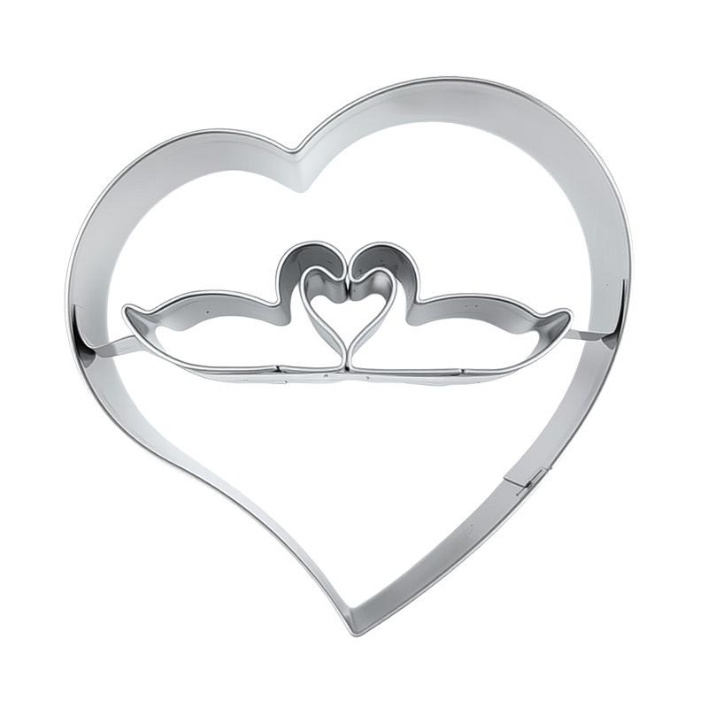 

Heart-Shaped Stainless Steel Cookie Cutter with Swan Design - Perfect for Valentine s Day, Weddings, and Anniversaries 1 Piece Heart-Shaped Swan (OPP Bag) серебряный
