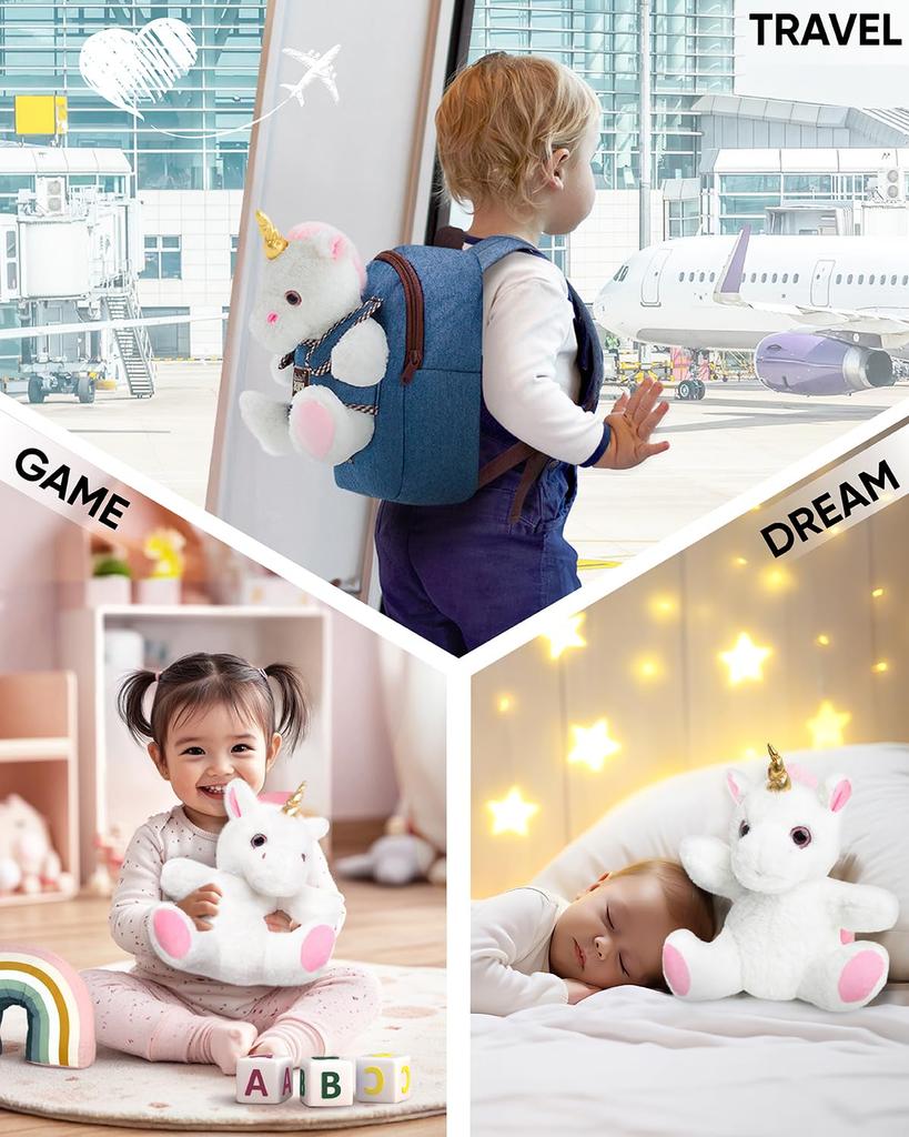 Naturally KIDS Toddler Backpack with Plush Toy Toddler Gift for Boys Girls Small Backpack Unicorn Toy