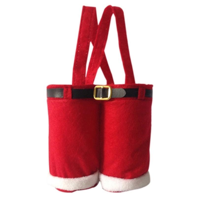 Christmas Santa Pants Gift Bag Large Handbag Candy Wine Bag Trousers Wedding Candy Bag for Wedding Holiday New Year Gift