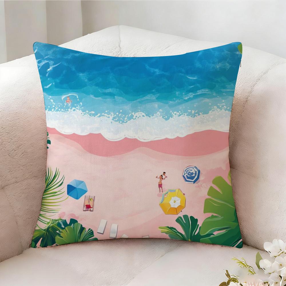 Charming Seaside Retreat Pillow Case Pillowcase, Double-sided Printed, Sofa Cushion, Bedroom Headboard Pillow