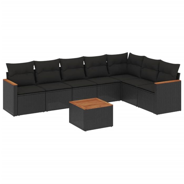 VidaXL Garden Lounge Set with Cushions 8 Pcs, Patio Sofas, Patio Furniture Set, Outdoor Furniture, Black 3226034