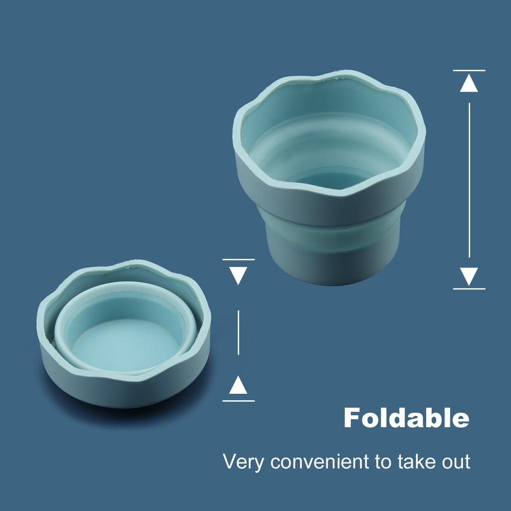 Seamiart Silicone Folding Mini Bucket for Washing Painting Brush Watercolor Drawing Tools Paint Pallette