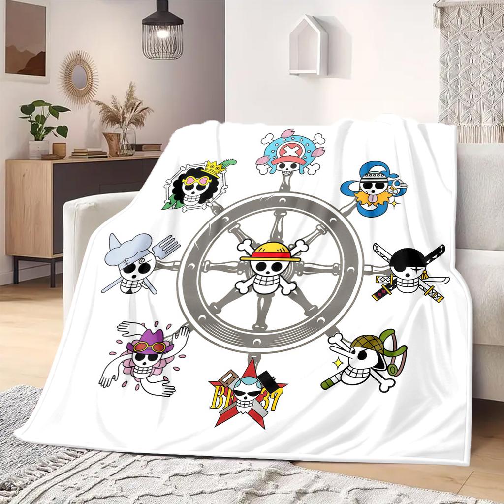ONE PIECE Straw Hat Pirates Print Blanket Warm Comfortable Flannel Blanket Suitable for Bedrooms,Sofas, Beds,Chairs -QIAO110