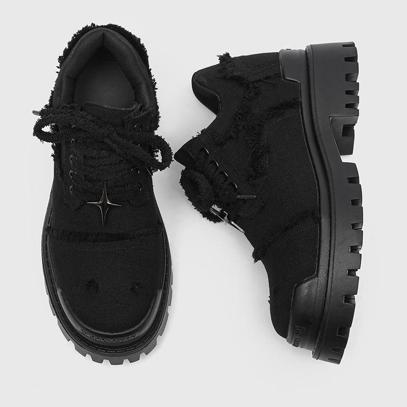 Derby Herren Stoffschuhe mit dicker Sohle Neuestes Designer-Trend-Stil Modisch Outdoor Freizeit Party Übergröße -46 Schwarze Schuhe
