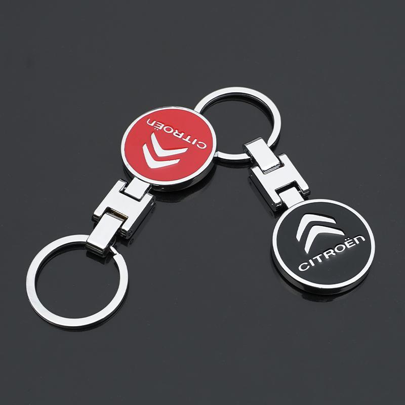 Zinc Alloy Car Emblem Key Ring Keychain Decor Valve Cap For Citroen C4 C3 C5 C6 C2 C5X e-C4 X e-C3 C-Elysee Berlingo C-Crosser xkdf64