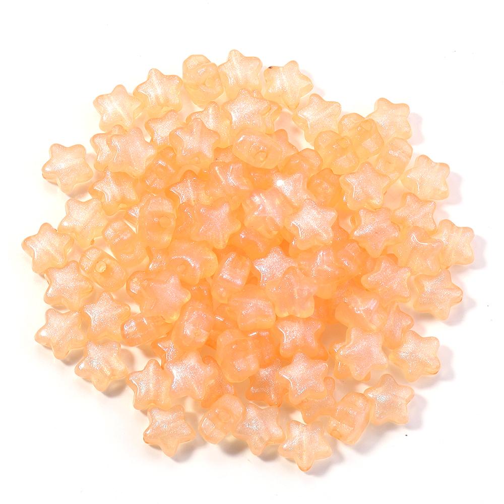 100pcs 10mm Acrylic Star Beads Colorful Luminous Five-pointed Star Loose Beads For DIY Jewelry Making Bracelet Necklace Supplies