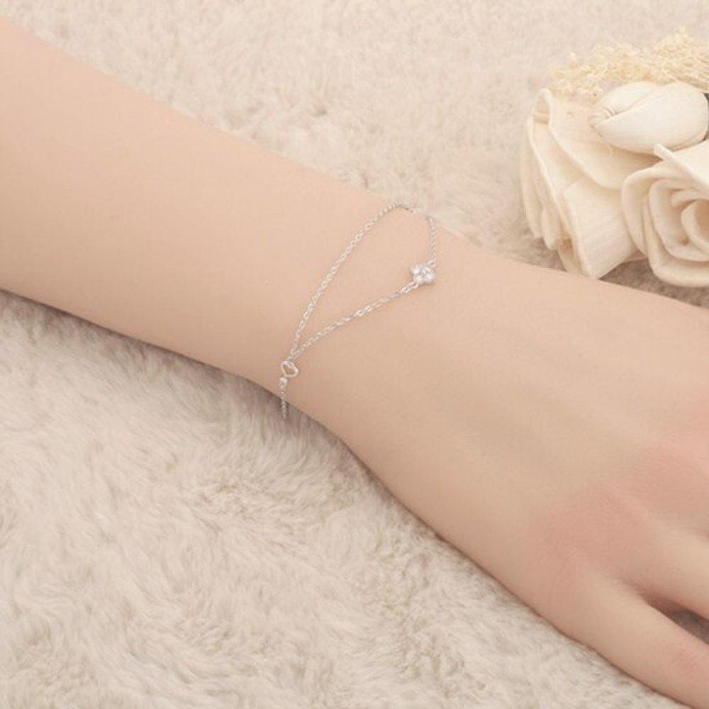 (Domestic Production) Flower Silver Bracelet (17cm+3cm) Silver Bracelet Women's Accessories Women's Arm