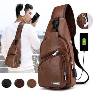 Moda Uomo Pelle Monospalla Petto Spalla Borsa a Tracolla Biker Cartella Uomo Valigette