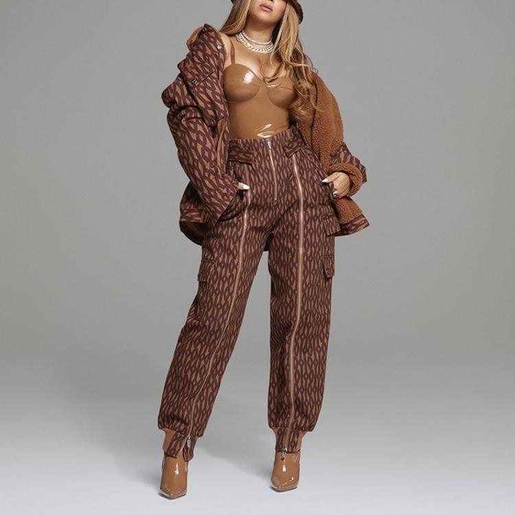 Adidas Originals X Ivy Park Clover Pattern Print Casual Jacket Men Outerwear Red Brown HB8438