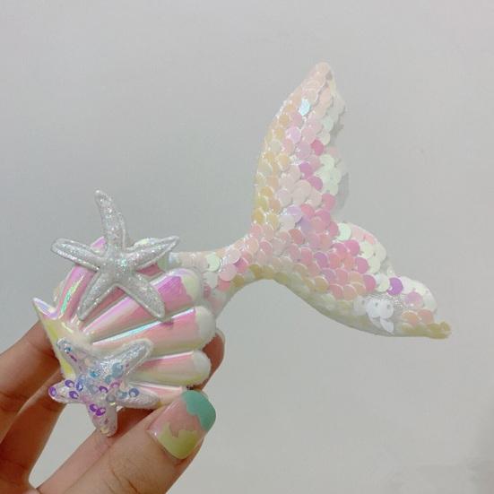 Girl Hair Clip Shine Sequins Mermaid Tail Hairpin with Cute Seashell Hair Accessories Girl Hairpin Mermaid Theme Metal Styling Clip Jewelry