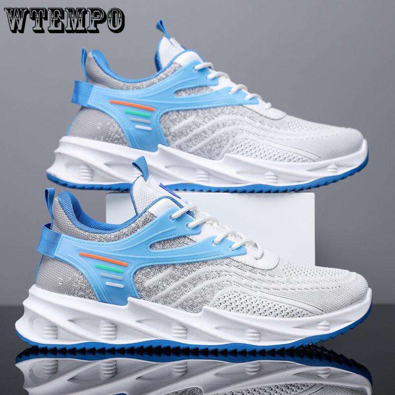 WTEMPO Herren Sommer Luftpolster Turnschuhe Outdoor Mesh Atmungsaktive Sportschuhe Dickbesohlte Rutschfeste Basketballschuhe Lässige Laufschuhe