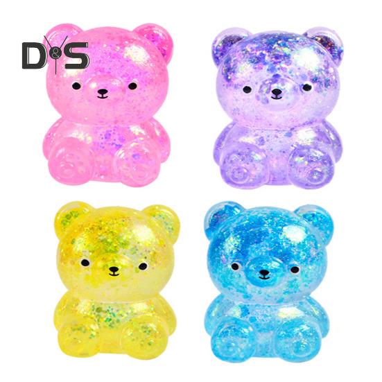 4/8Pcs Squeeze Bear Toys Mini Sequins Bear Figures Squeeze Ball Toy Finger Fidget Sensory Toy for Kids Adults Stress Relief