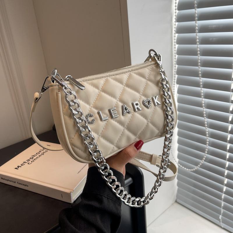 

Rhombus chain small bag women s new spring and summer versatile messenger bag fashion shoulder armpit bag бежевый