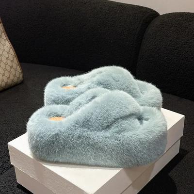 Fashion Woman Ladies Faux Fur Luxury Fluffy Plush Slipper House Soft Fuzzy Girl Platform Indoor Flat Casual Sabot 2024 Winter Slippers