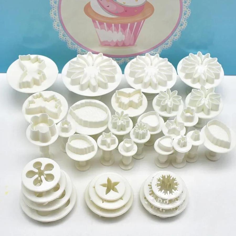 33 Pcs/Set Fondant Plunger Cutters Set Cookie Cake Biscuit Mold DIY 3D Cake Decorating Baking Small Tools Supplies