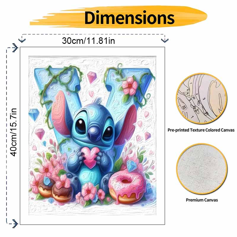 Disney Stitch Heart Donut Flower Oil Paint Digital Painting Art Kit Handmade DIY Painting Kit Home Decor
