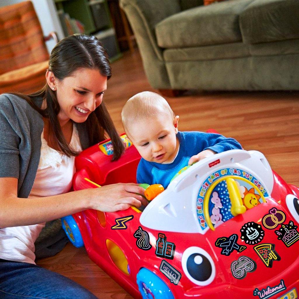 50 Neon Mixed and Match Stickers Dark Night DIY Personalized Cartoon Creative Doodle Colorful LED Neon Stickers