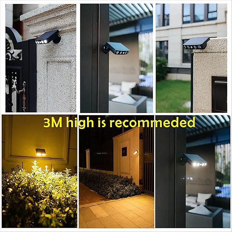 4LED Solar Wall Lamp Motion Sensor with 3 Lighting Modes Dusk to Dawn Waterproof Outdoor Night Light for Garden Yard Patio Pathway Security Lighting