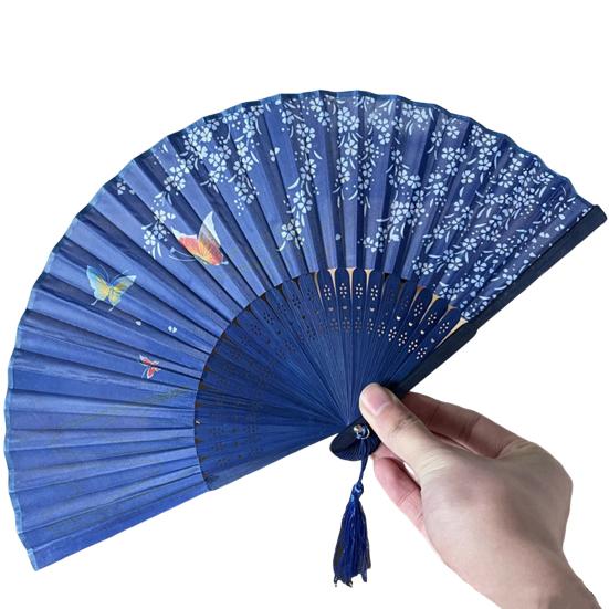 Bamboo Folding Fan Dance Lightweight Hand Fan with Hollow Carving Bamboo Tassel Cooling Wedding Favor