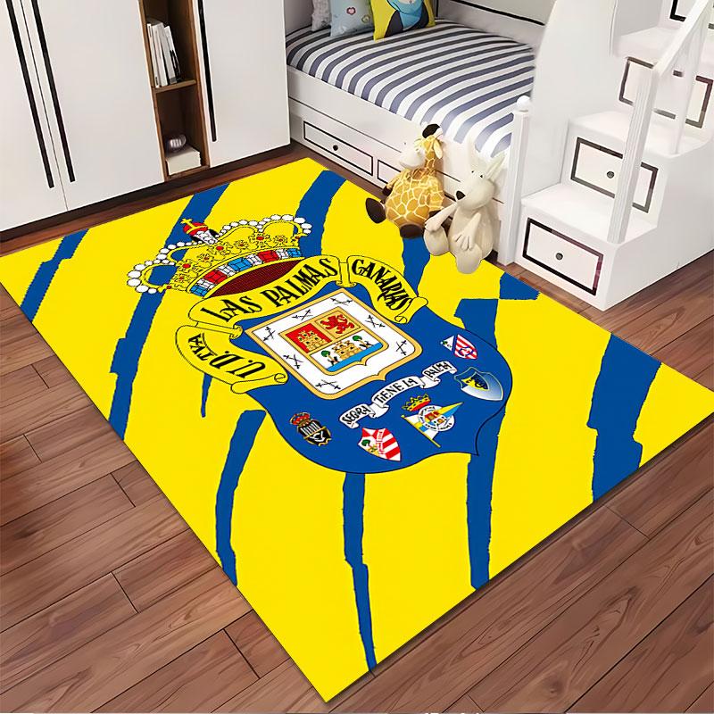 Las Palmas Emblem Yellow Carpet suitable as a non-slip mat for the living room or bedroom sofa