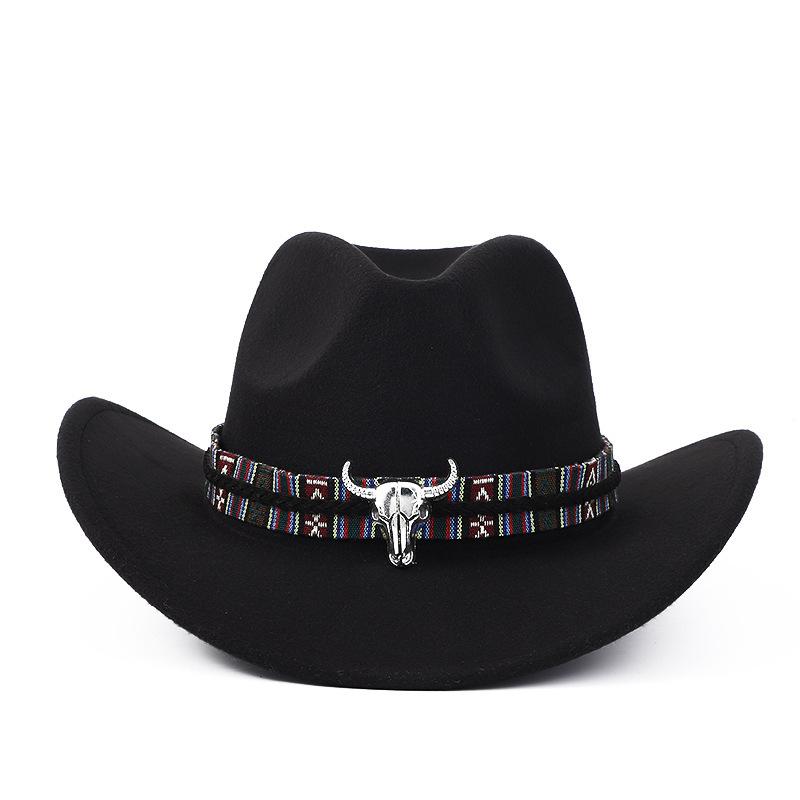 New Western Cowboy Hat Top Hat Jazz Hat Big Brim Ethnic Style Cowboy Felt Hat
