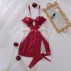 Women's Sexy Pajama Two-piece Set Solid Color Hollow-out Camisole Pajamas Bust-support Slim-fit Loungewear Set