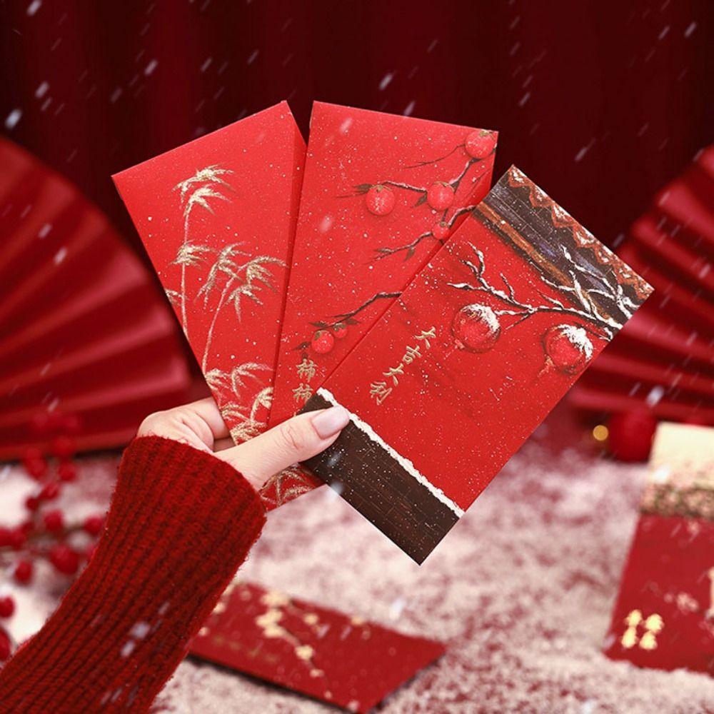 6pcs Blessings Printing Forbidden City Red Envelope Mixed Pattern Red Packet  Wedding