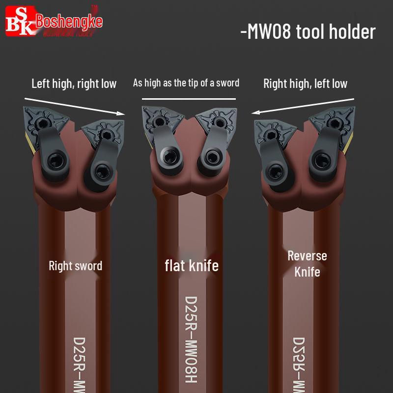 Spring Steel Dual-Head CNC Tool Holder D25R-MWN08R/L/H for Bore Turning & Boring, Compatible with Various Outer Diameters