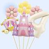 6pcs Castle Princess Carriage-Shaped Aluminum Foil Balloon 40 Inch Cream White Number 1-9 Balloon Set Birthday Party Decoration
