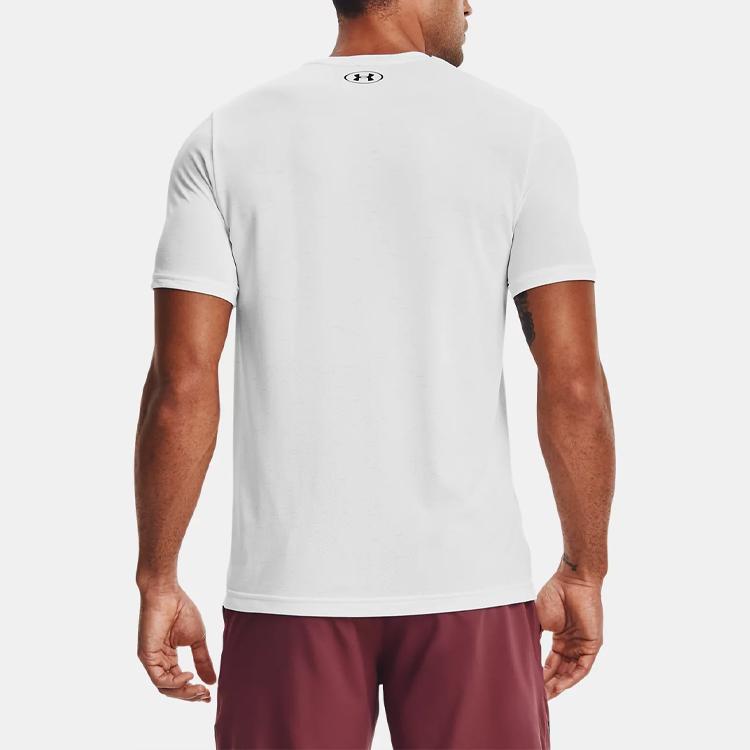 Under Armour Logo Print Quick-Dry Crew Neck Short Sleeve T-Shirt Men Tops White 1361131-100