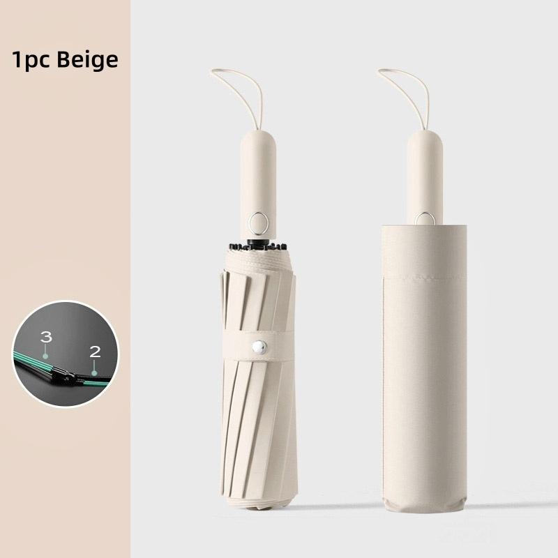 Superior Windproof 12K 60 Ribs Automatic Umbrella With UV Protection Adults Three Fold Umbrella Wholesale,1PC бежевый