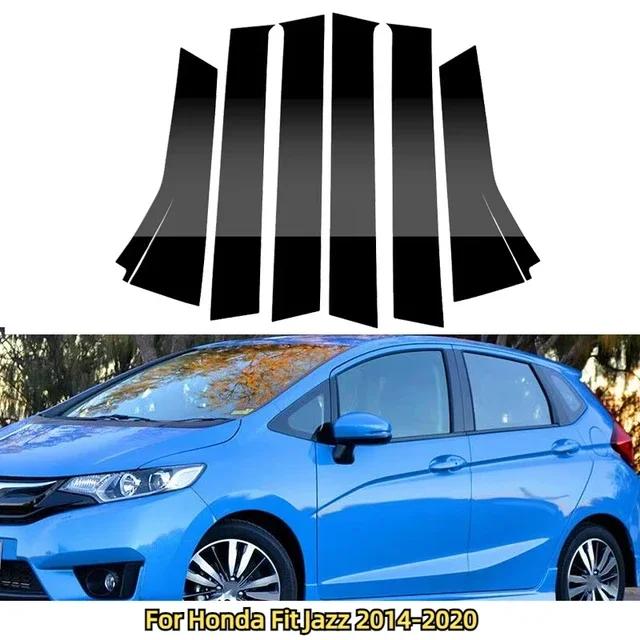 Car Window Door Column B Pillars Post Cover Trim For Honda Accord Civic CRV Jazz HRV Black Carbon Fiber Mirror Effect PC Sticker