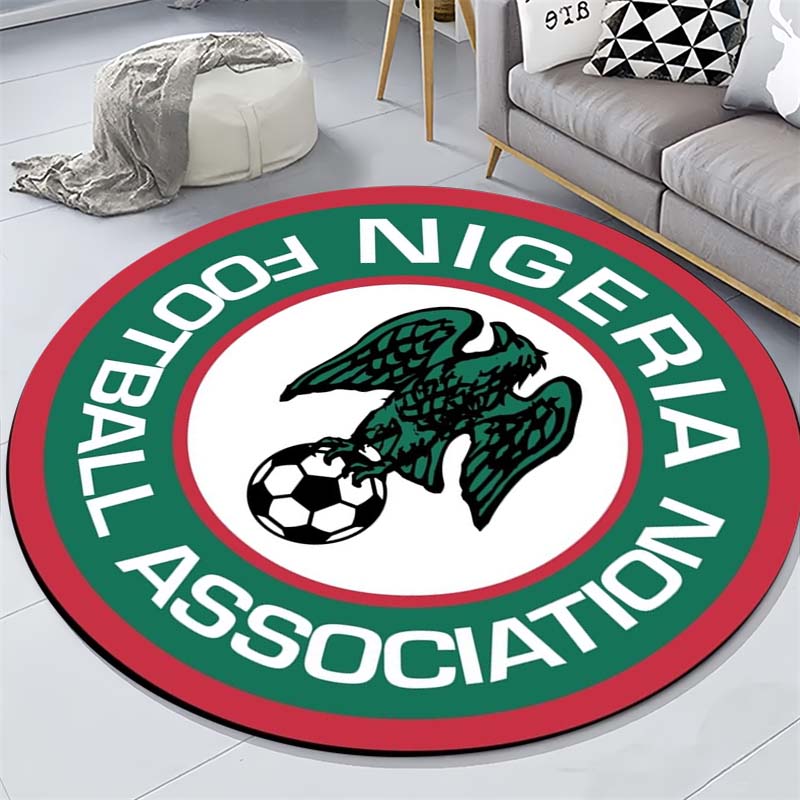 Nigeria Football Federation Eagle Soccer Circular Area Rug African National Team Round Floor Carpet Gaming Chair Living Room Bedroom Home Decor Mat