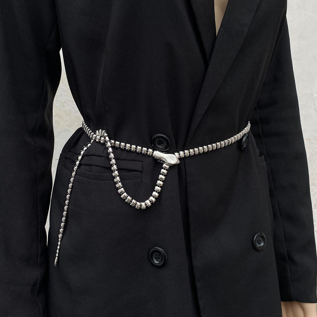 1 pièce boucle de ceinture sexy vintage en métal en forme de serpent, os de serpent personnalité européenne os de serpent long serpent été avec jupe taille 100cm black