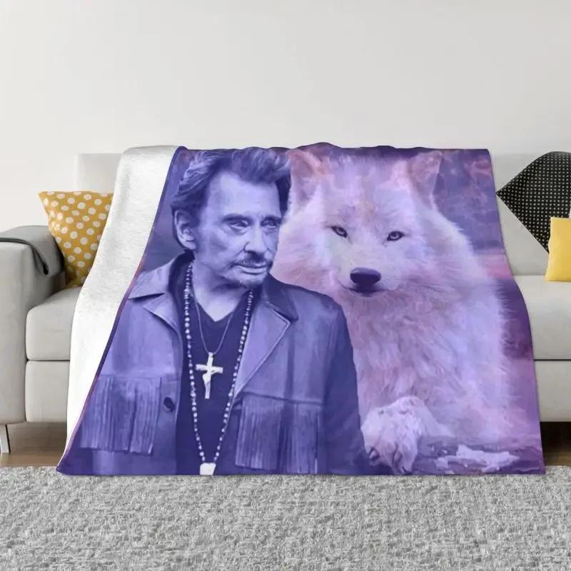 Johnny Hallyday Decken, warmer Flanell, französischer Sänger, Überwurf, Decke für Sofa, Büro, Tagesdecken