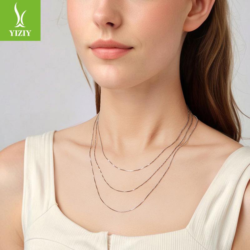 S925 Sterling Silver Basic Necklace Single Chain, Popular Versatile Box Chain