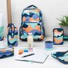 Trousse scolaire - MILAN - Rectangulaire - 2 compartiments - 21x8,5x6,1 cm - Bleu, orange et vert