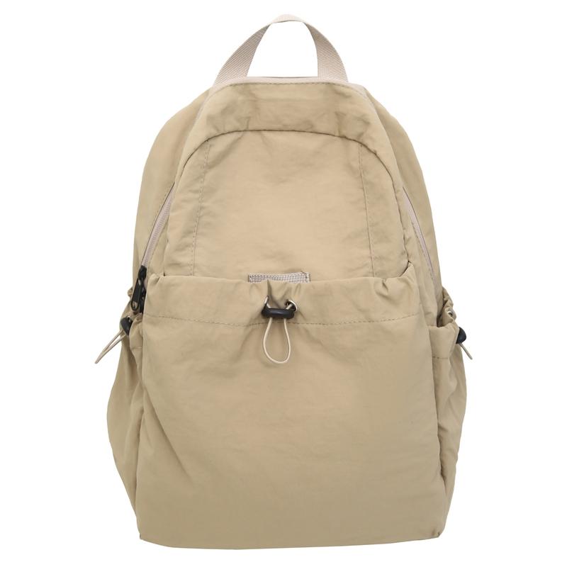 Solid Color Pleated Backpack Men's Lightweight Travel Small Backpack Women's School Bag