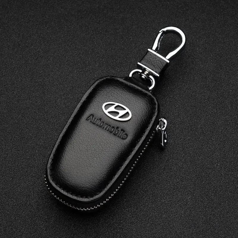 Leather Car Key Case Purse for Hyundai Kona Veloster Sonata Elantra Tucson Palisade Venue Ioniq Solaris Sedan Aslan Accessories RR77