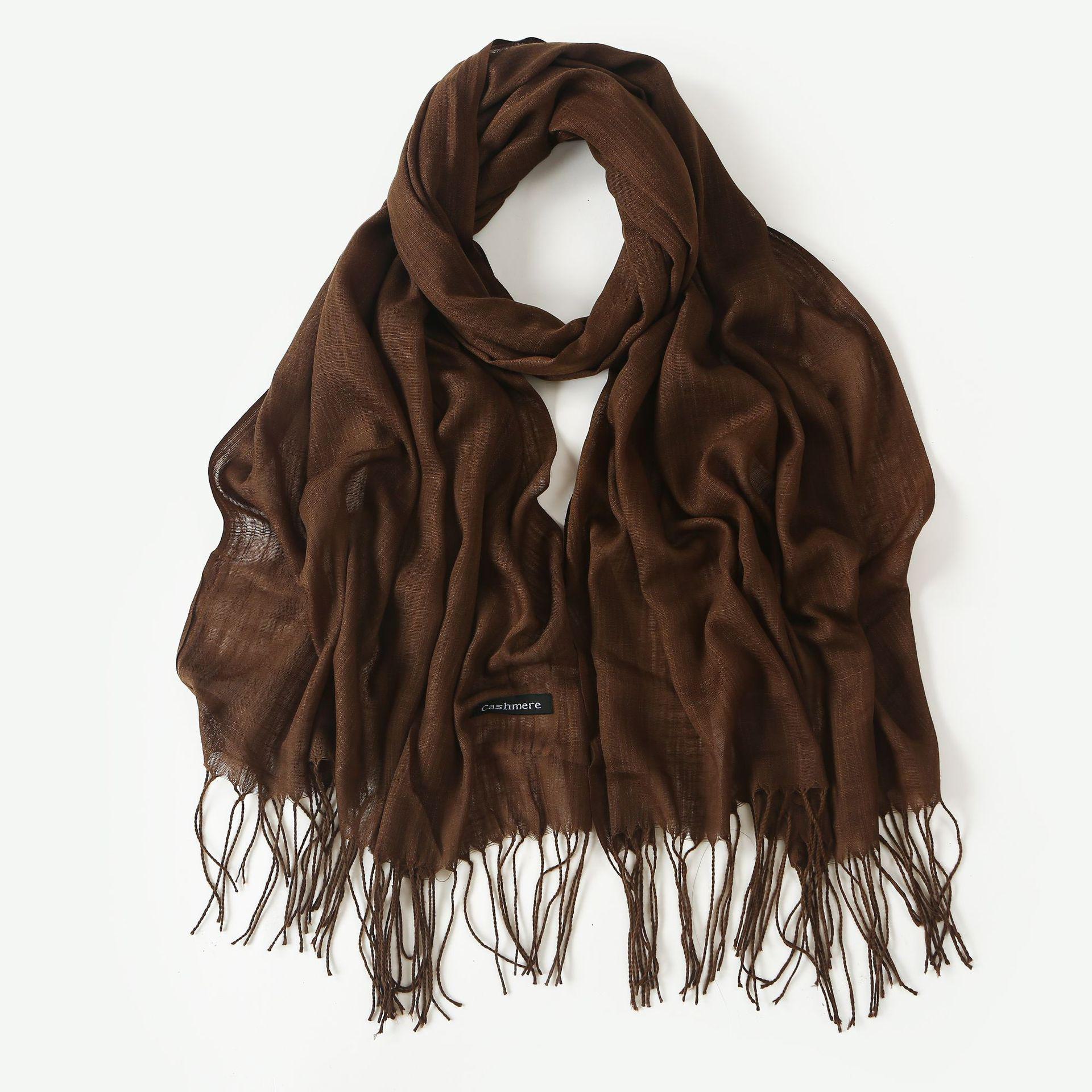 

Модный шелковый шарф Niche: Шаль с кисточками из бамбуковой пряжи для женщин 200*70 коричневый