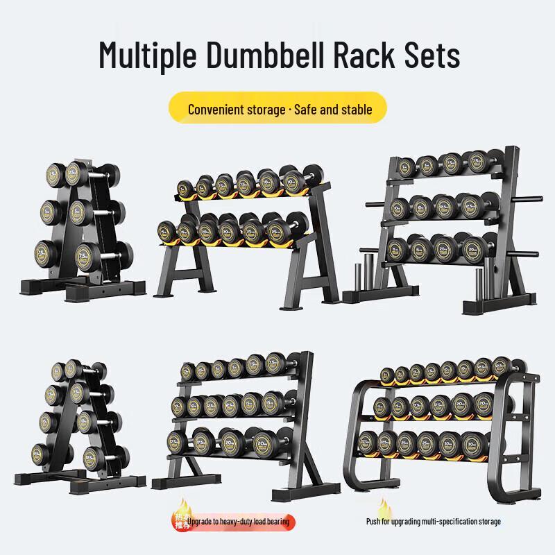 Yimai 140KG Fixed Steel Dumbbell Set with Rack