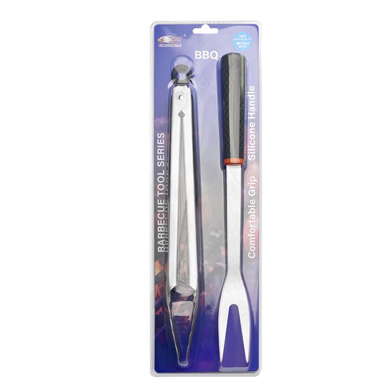 3-Piece Stainless Steel BBQ Tool Set with Silicone Handles