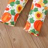 Kids Girls Halloween Outfit Spring Autumn Long Sleeve Pumpkin Printed Skirt Pants Two Piece Set Fashion Casual Children Clothing