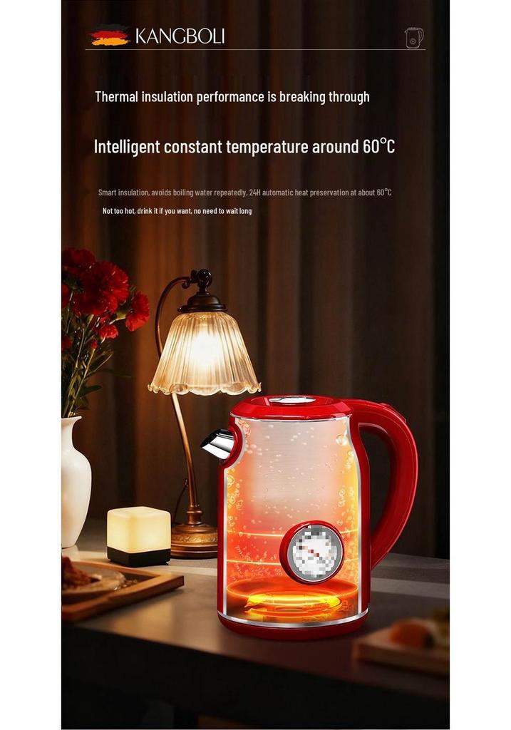 German Retro Electric Kettle with Anti-Scald Design, Constant Temperature Control, and Built-In Thermometer